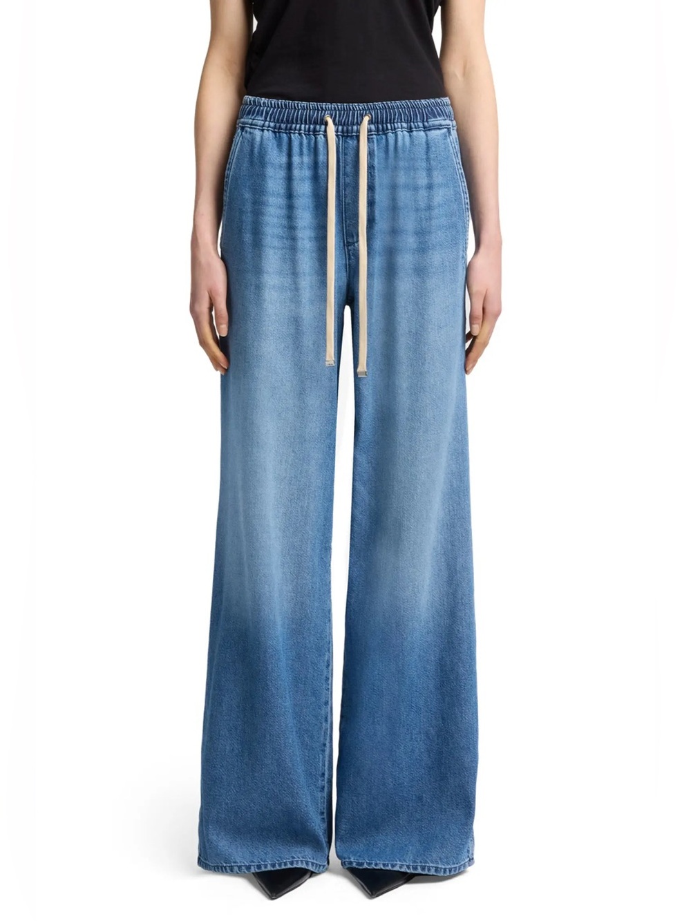 7 For All Mankind Weightless Wide Leg Pull-On Denim Pant In Hilo | Small